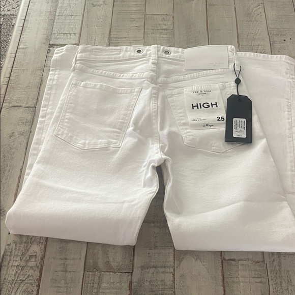 rag & bone Women's Maya  High Rise Ankle Straight Jeans in Crisp White - Picture 9 of 10